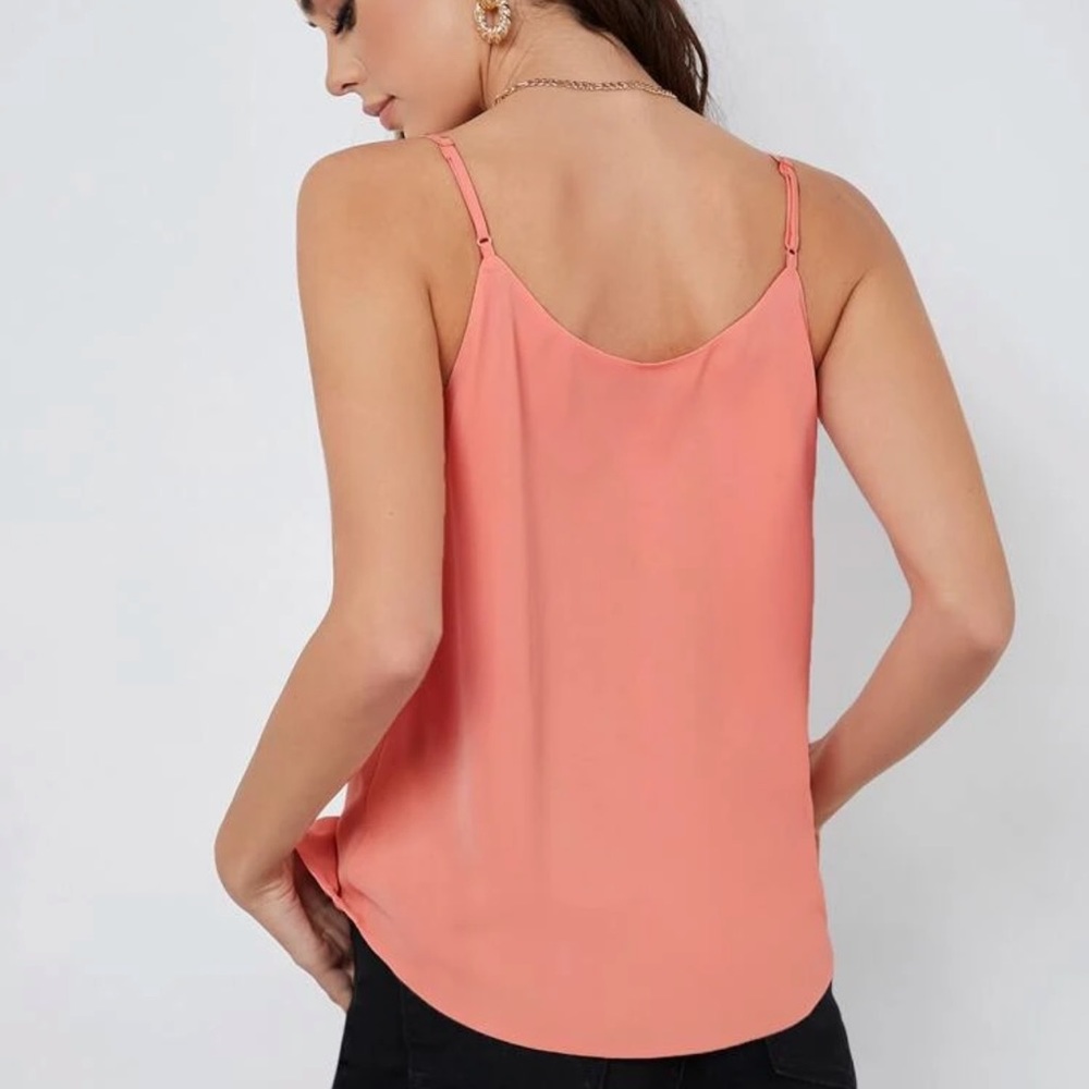 Minimalist dressy tank top v neck cami green - Picture 6 of 14
